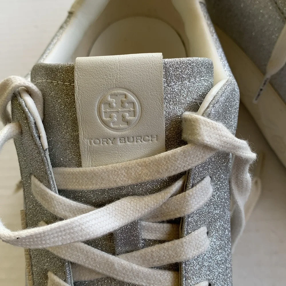 Tory Burch Lady Bug Glitter Sneaker in Silver Glitter/Blanc